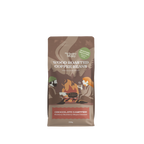 A 250g bag of Wholey Moley Wood Roasted Coffee Beans, Chocolate Campfire flavor, shown on a plain white background.