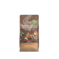 A 250g bag of Wholey Moley Wood Roasted Coffee Beans in the Golden Ember flavor, featuring a brown packaging design with an illustration of two people camping by a fire.
